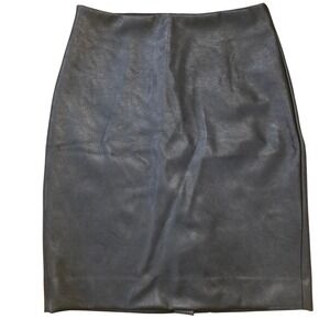 J.CREW Black Vegan Leather Pencil Skirt Sz 8‎ Classic High Waist Minimalist Chic